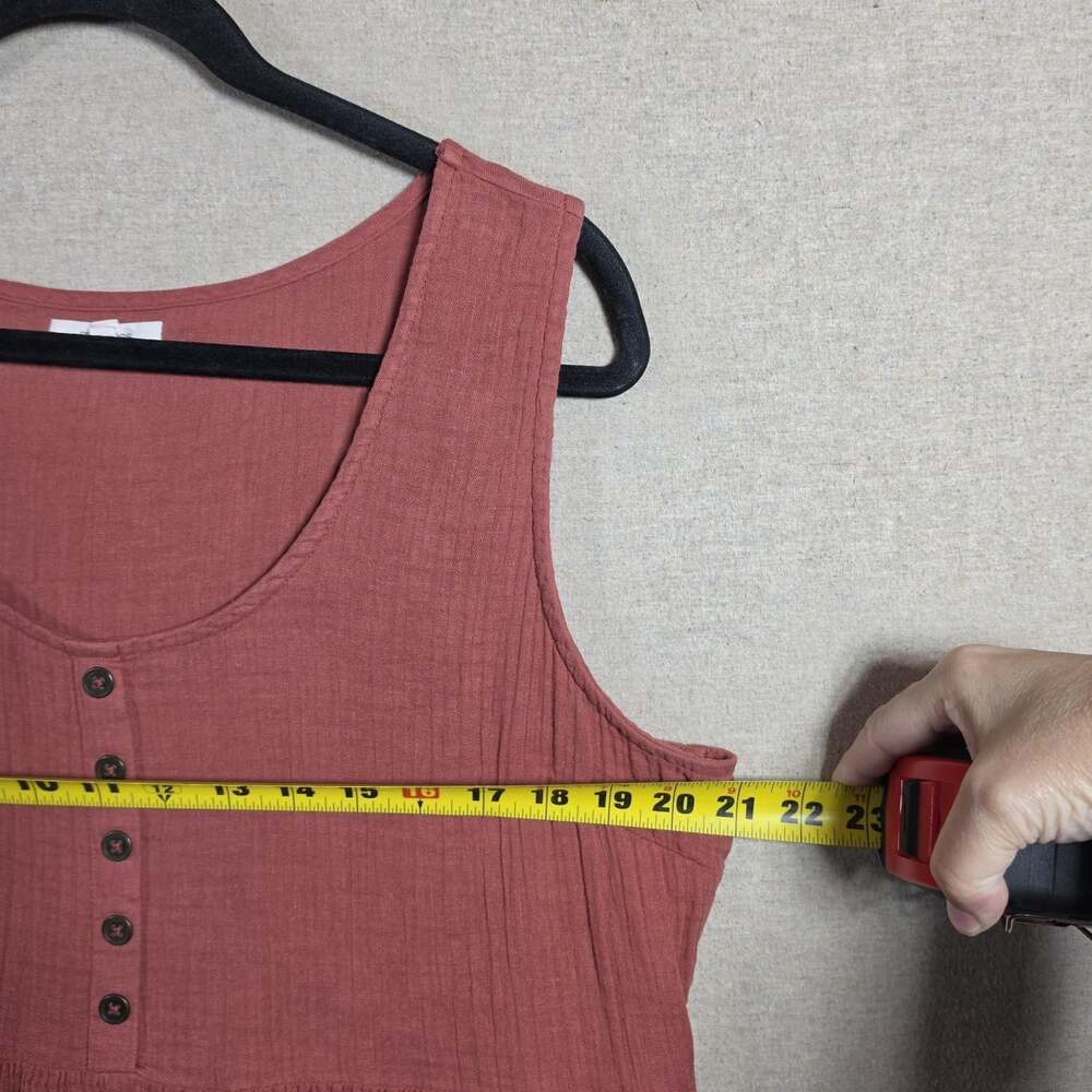 Maurices Rusty Red Sleeveless Button Sundress Midi Size L Tiered Lagenlook - Picture 4 of 8